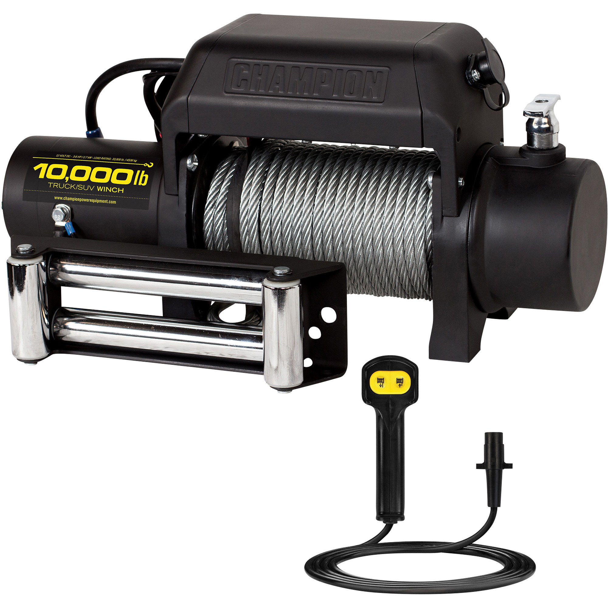 Champion Truck/SUV 12 Volt DC Powered Electric Winch Kit, 10,000-Lb. Capacity, Wire Rope, Model# 11008
